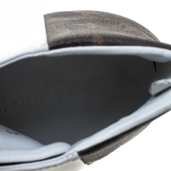 Pre Owned حذاء رياضي لوي فيتون بياقة مرتفعة كانفاس مونوغرامي وجلد أبيض مقاس 41.5