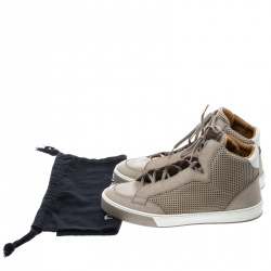 Pre Owned Louis Vuitton Beige Perforated Nubuck Speaker High Top Sneakers Size 44