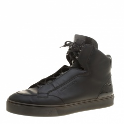 Pre Owned Louis Vuitton Black Leather Speaker High Top Sneakers Size 44