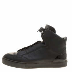 Pre Owned Louis Vuitton Black Leather Speaker High Top Sneakers Size 44