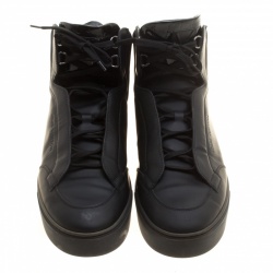 Pre Owned Louis Vuitton Black Leather Speaker High Top Sneakers Size 44