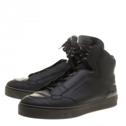 Pre Owned Louis Vuitton Black Leather Speaker High Top Sneakers Size 44