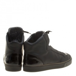 Pre Owned Louis Vuitton Black Leather Speaker High Top Sneakers Size 44