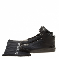 Pre Owned Louis Vuitton Black Leather Speaker High Top Sneakers Size 44