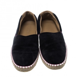Pre Owned Louis Vuitton Black Suede Slip On Espadrilles Size 45