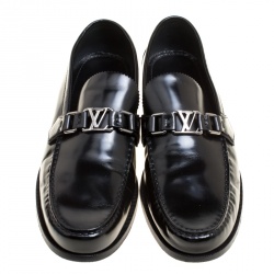 Pre Owned Louis Vuitton Black Leather Major Loafers Size 43