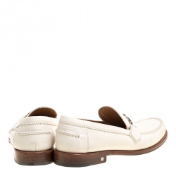 Pre Owned Louis Vuitton Off White Leather Major Loafers Size 45