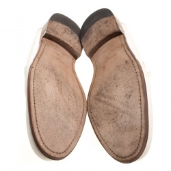 Pre Owned Louis Vuitton Off White Leather Major Loafers Size 45