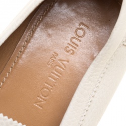 Pre Owned Louis Vuitton Off White Leather Major Loafers Size 45