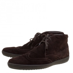 Pre Owned Louis Vuitton Brown Suede Sneaker Boots Size 43.5