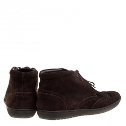 Pre Owned Louis Vuitton Brown Suede Sneaker Boots Size 43.5