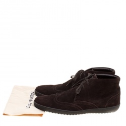 Pre Owned Louis Vuitton Brown Suede Sneaker Boots Size 43.5