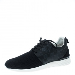 Louis Vuitton Black Mesh and Damier Embossed Rubber Fastlane Sneakers Size 44