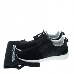 Louis Vuitton Black Mesh and Damier Embossed Rubber Fastlane Sneakers Size 44