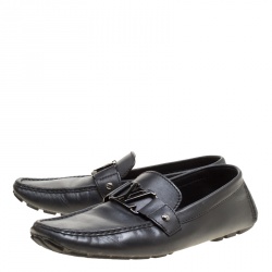 Pre Owned Louis Vuitton Black Leather Monte Carlo Loafers Size 44