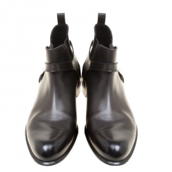 Pre Owned Louis Vuitton Black Leather Greenwich Ankle Boots Size 44.5