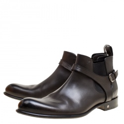 Pre Owned Louis Vuitton Black Leather Greenwich Ankle Boots Size 44.5