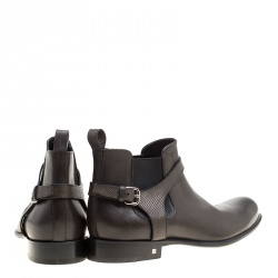 Pre Owned Louis Vuitton Black Leather Greenwich Ankle Boots Size 44.5