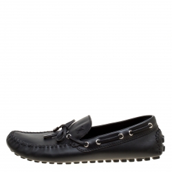 Pre Owned Louis Vuitton Black Leather Arizona Loafers Size 43