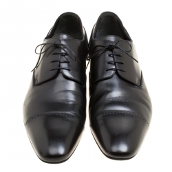 Louis Vuitton Black Leather Lace Up Derby Size 44.5