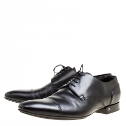 Louis Vuitton Black Leather Lace Up Derby Size 44.5