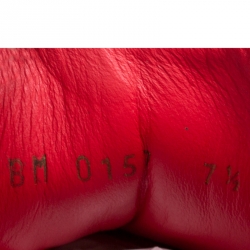 مملوكة مسبقًا Louis Vuitton Red Croc Embossed Leather Run Away Platform Sneakers Size 41.5