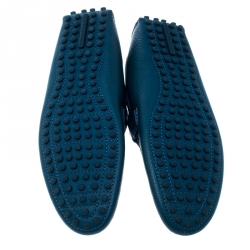 مملوكة مسبقًا حذاء لوفرز لوي فيتون هوكنهيم جلد تركواز داكن مقاس 41