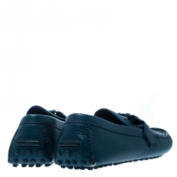 مملوكة مسبقًا حذاء لوفرز لوي فيتون هوكنهيم جلد تركواز داكن مقاس 41