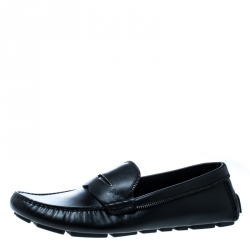 Louis Vuitton Black Leather Shade Penny Loafers Size 41