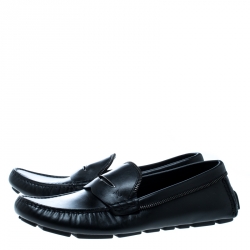 Louis Vuitton Black Leather Shade Penny Loafers Size 41