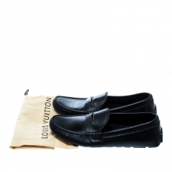 Louis Vuitton Black Leather Shade Penny Loafers Size 41