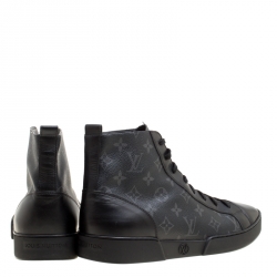 Louis Vuitton Black Monogram Canvas Match Up High Top Sneakers Size 42.5