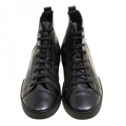 Louis Vuitton Black Monogram Canvas Match Up High Top Sneakers Size 42.5