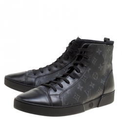 Louis Vuitton Black Monogram Canvas Match Up High Top Sneakers Size 42.5