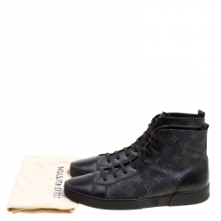 Louis Vuitton Black Monogram Canvas Match Up High Top Sneakers Size 42.5