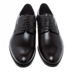 Louis Vuitton Brown Damier Embossed Leather Lace Up Oxfords Size 43