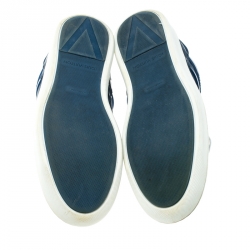Louis Vuitton Blue Leather and Suede Damier Trimmed Detail Lace Up Sneakers Size 43 