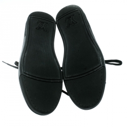 Pre Owned Louis Vuitton Black Monogram Canvas and Leather Lace Up Sneakers Size 41.5