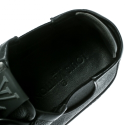 Pre Owned Louis Vuitton Black Monogram Canvas and Leather Lace Up Sneakers Size 41.5