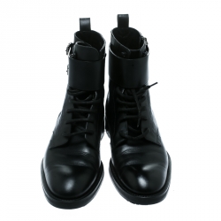 Pre Owned Louis Vuitton Black Damier Leather Clash Ankle Boots Size 43