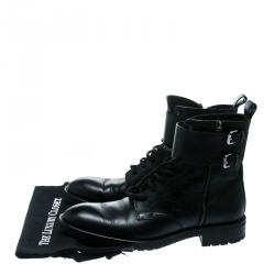 Pre Owned Louis Vuitton Black Damier Leather Clash Ankle Boots Size 43
