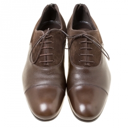 Louis Vuitton Brown Suede and Leather Ardoise Atlas Oxfords Size 41.5