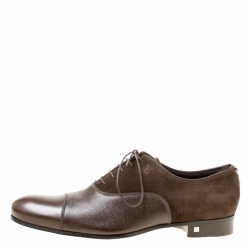 Louis Vuitton Brown Suede and Leather Ardoise Atlas Oxfords Size 41.5