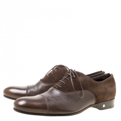 Louis Vuitton Brown Suede and Leather Ardoise Atlas Oxfords Size 41.5