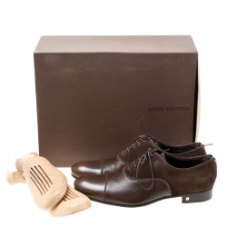Louis Vuitton Brown Suede and Leather Ardoise Atlas Oxfords Size 41.5