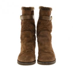 مملوكة مسبقًا Louis Vuitton Brown Suede Wintry Half Boots Size 40
