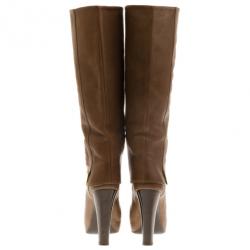 مملوكة مسبقًا Louis Vuitton Brown Leather Queen Mid Calf Boots Size 39.5