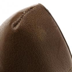 مملوكة مسبقًا Louis Vuitton Brown Leather Queen Mid Calf Boots Size 39.5