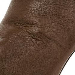 مملوكة مسبقًا Louis Vuitton Brown Leather Queen Mid Calf Boots Size 39.5