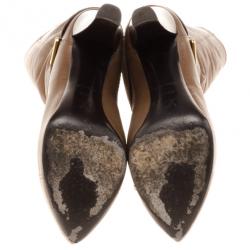 مملوكة مسبقًا Louis Vuitton Brown Leather Queen Mid Calf Boots Size 39.5